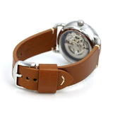 Fossil Commuter Automatic Skeleton Blue Dial Brown Leather Strap Watch for Men - ME3159