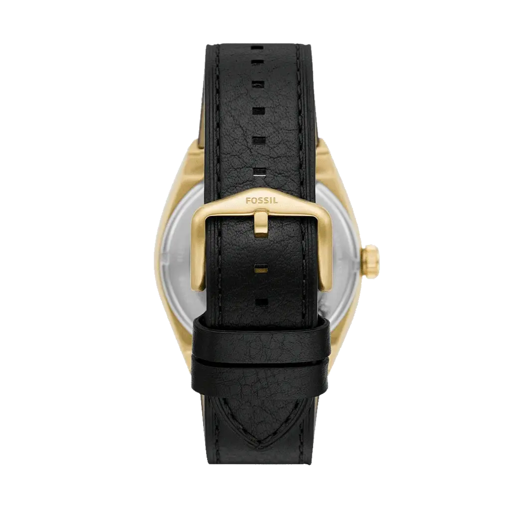 Fossil Everett Automatic Skeleton Black Dial Black Leather Strap Watch for Men - ME3208