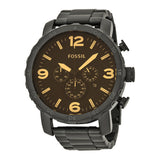Fossil Nate Chrongraph Ion Plated Black Dial Black Steel Strap Watch for Men - JR1356