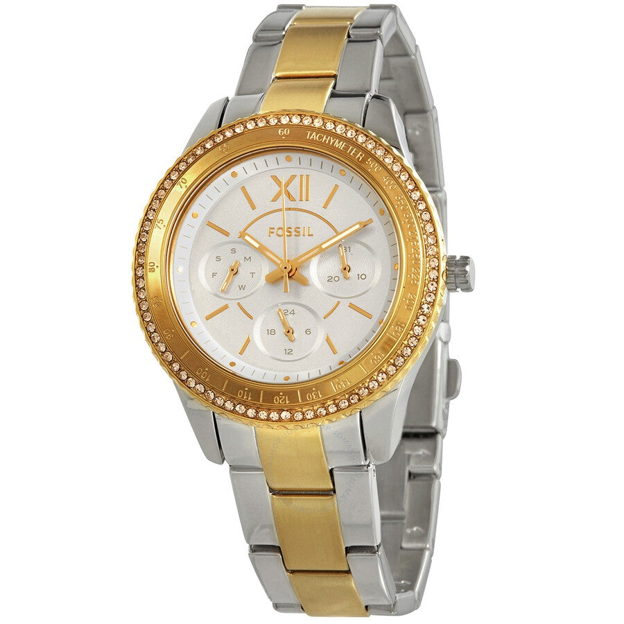 Fossil Stella Sport Multifunction Silver Dial Two Tone Steel Strap Watch for Women - ES5107