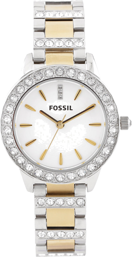 Fossil Jesse Crystals White Dial Two Tone Steel Strap Watch for Women - ES2409