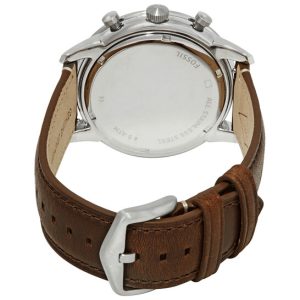 Fossil Townsman Chronograph White Dial Brown Leather Strap Watch for Men - FS5350