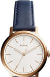 Fossil The Minimalist Slim White Dial Blue Leather Strap Watch for Men - FS5371