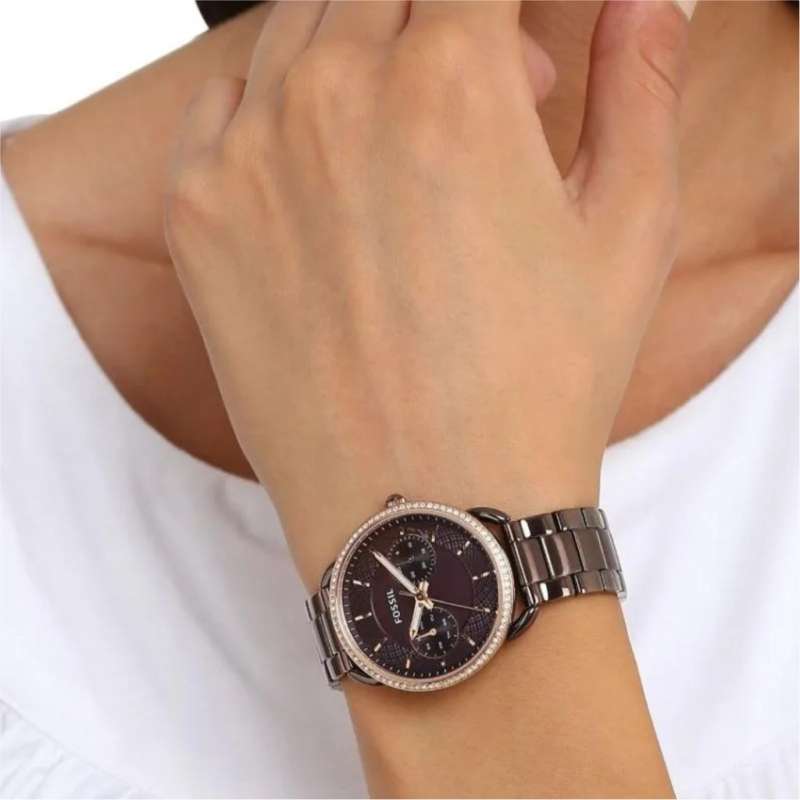 Fossil Tailor Analog Brown Dial Brown Steel Strap Watch for Women - ES4258