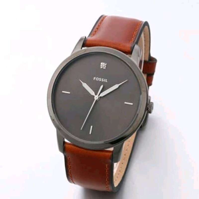 Fossil The Minimalist 3H Grey Dial Brown Leather Strap Watch for Men - FS5479