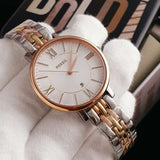 Fossil Jacqueline White Dial Two Tone Steel Strap Watch for Women - ES3844