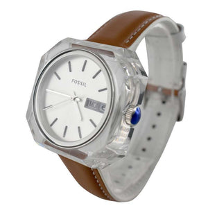 Fossil Candy White Dial Brown Leather Strap Watch for Women - ES3538