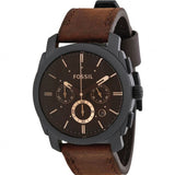 Fossil Machine Flight Chronograph Brown Dial Brown Leather Strap Watch for Men - FS4656