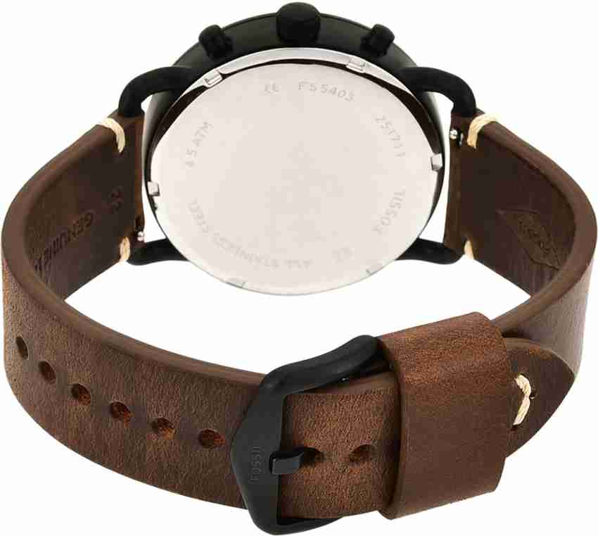 Fossil Commuter Chronograph Black Dial Brown Leather Strap Watch for Men - FS5403