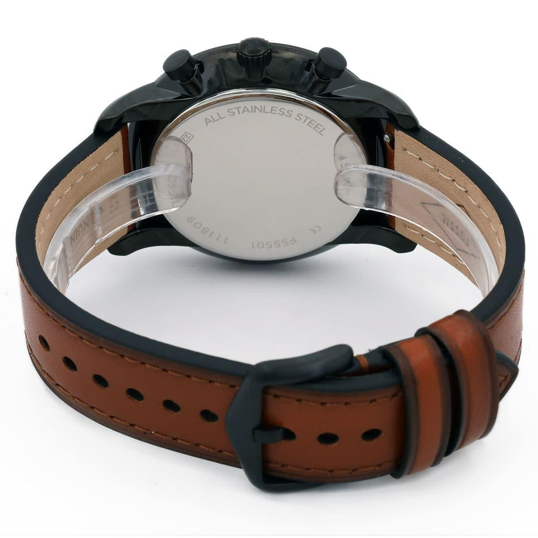 Fossil Goodwin Luggage Chronograph Black Dial Brown Leather Strap Watch for Men - FS5501