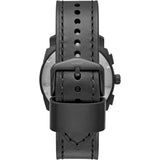 Fossil Machine Chronograph Black Dial Black Leather Strap Watch for Men - FS5586