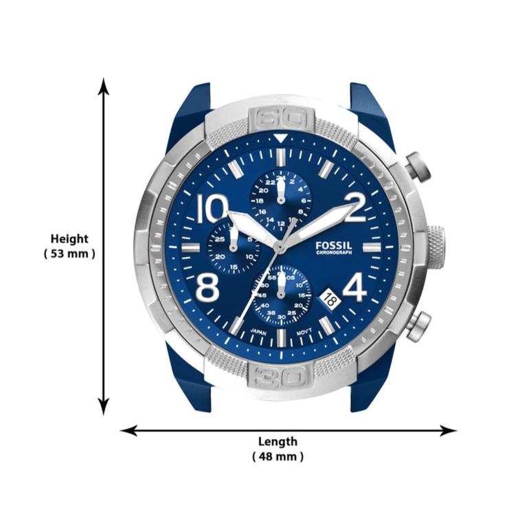 Fossil Bronson Chronograph Luggage Blue Dial Brown Leather Strap Watch for Men - FS5829