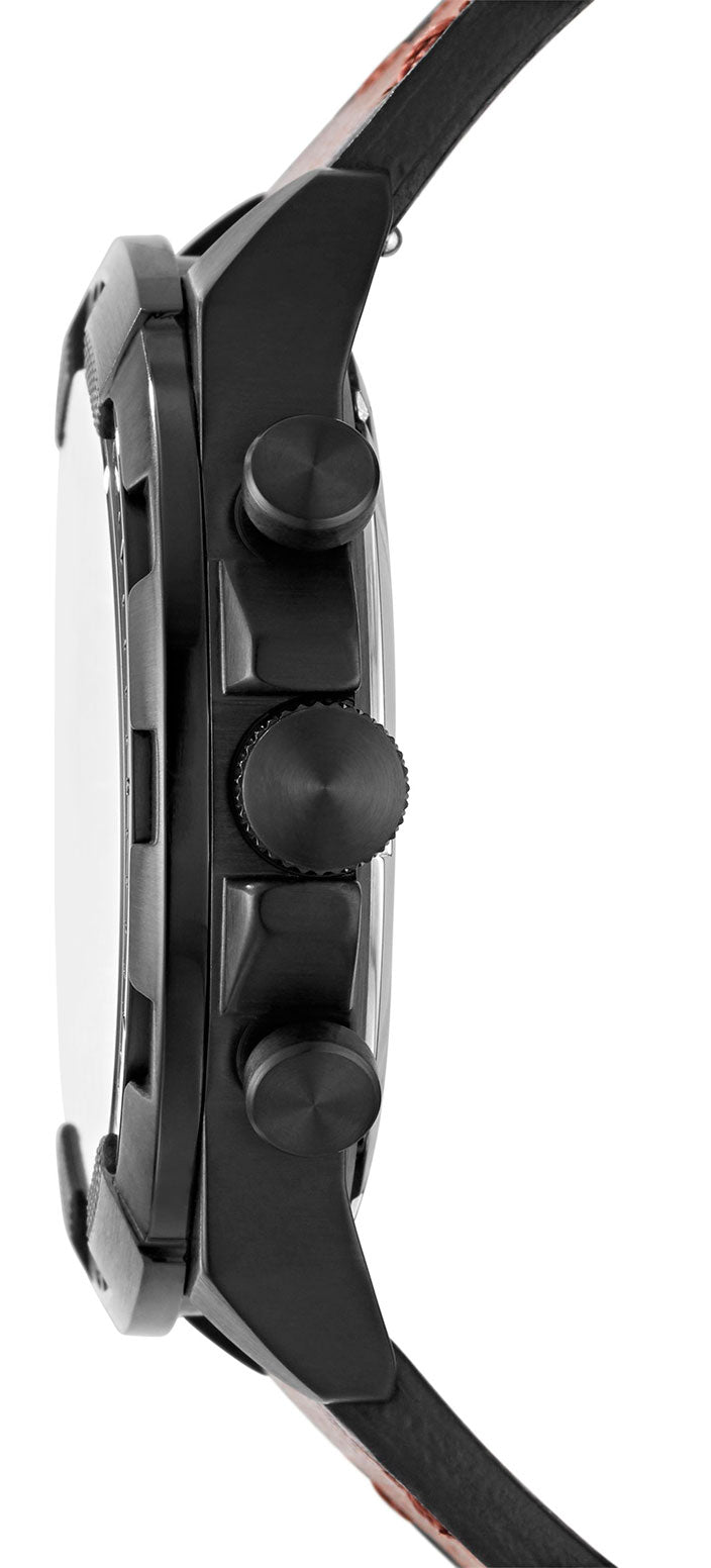 Fossil Bronson Chronograph Black Dial Brown Leather Strap Watch for Men - FS5856