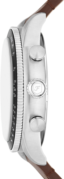 Fossil Sport Tourer Chronograph White Dial Brown Leather Strap Watch for Men - FS6042