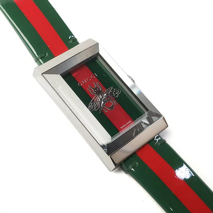 Gucci G Frame Quartz Green & Red Mother of Pearl Dial Multicolor Leather Strap Watch For Women - YA147408