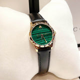 Gucci Le Marche Des Merveilles Quartz Green Dial Black Leather Strap Watch For Women - YA126463
