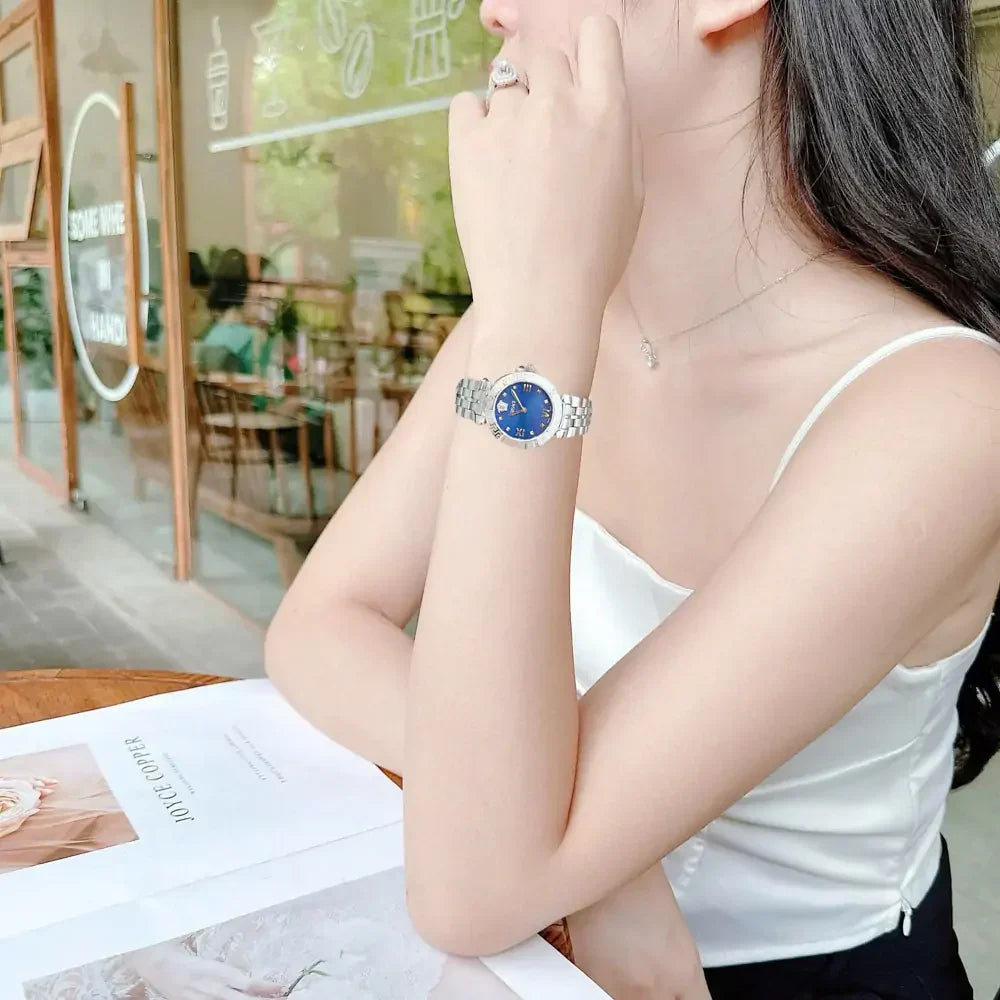 Versace Daphnis Analog Blue Dial Silver Steel Strap Watch for Women - VEOCA0124