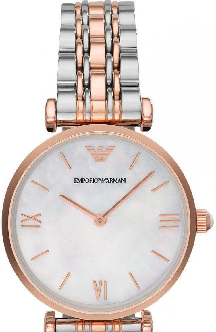 Emporio Armani T Bar Gianni Classic Mother Of Pearl Dial Two Tone Steel Strap Watch For Women - AR1683