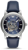 Emporio Armani Luigi Chronograph Blue Dial Black Leather Strap Watch For Men - AR60011