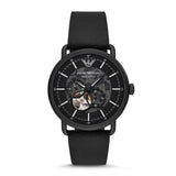 Emporio Armani Aviator Chronograph Black Dial Black Leather Strap Watch For Men - AR60028