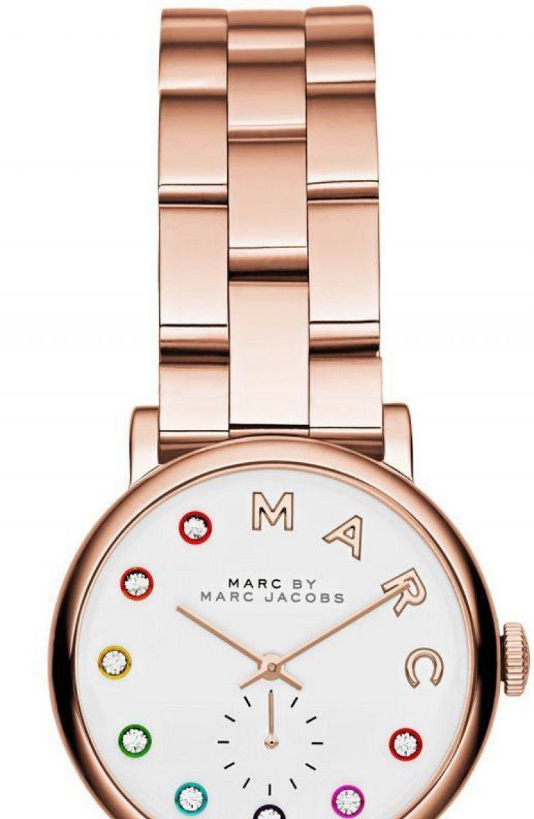 Marc Jacobs Baker Dexter White Dial Rose Gold Steel Strap Watch for Women - MBM3443