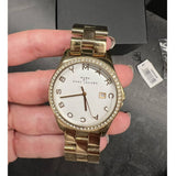 Marc Jacobs Henry Diamonds White Dial Gold Steel Strap Watch for Women - MBM3045
