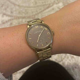 Marc Jacobs Baker Grey Dial Gold Steel Strap Watch for Women - MBM3281