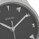 Gucci G Timeless Black Dial Silver Steel Strap Watch For Women - YA126573A