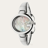 Gucci Guccissima Diamonds Mother of Pearl Dial Silver Steel Strap Watch For Women - YA134303