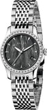 Gucci G Timeless Diamonds Mother of Pearl Black Dial Silver Mesh Bracelet Watch For Women - YA126507