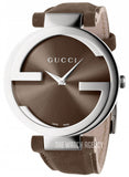 Gucci Interlocking G Brown Dial Brown Leather Strap Watch For Women - YA133319