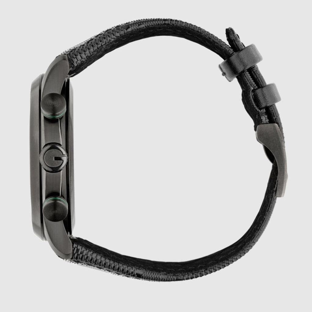 Gucci G Timeless Chronograph Black Dial Black Leather Strap Watch For Men - YA126244