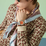 Gucci Dive Automatic Orange Dial Silver Steel Strap Watch for Men - YA136355