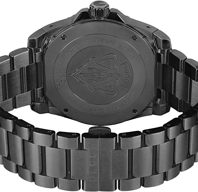 Gucci Dive Quartz Black Dial Black Steel Strap Watch For Men - YA136213