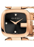 Gucci G Gucci Diamonds Black Dial Rose Gold Steel Strap Watch For Women - YA125409