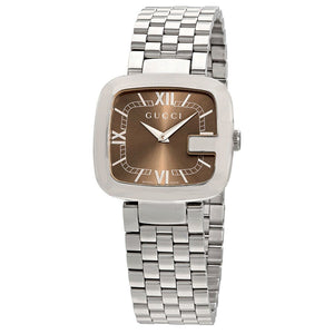 Gucci G-Gucci Brown Dial Silver Steel Strap Watch For Women - YA125413