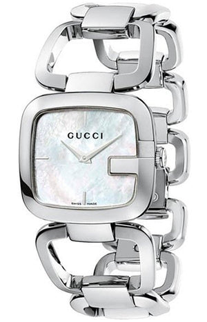 Gucci G-Class Mother of Pearl Dial Silver Steel Strap Watch For Women - YA125404