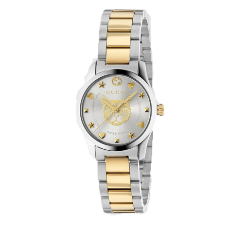 Gucci G Timeless Quartz Mother of Pearl Dial Two Tone Steel Strap Watch For Women - YA1265012