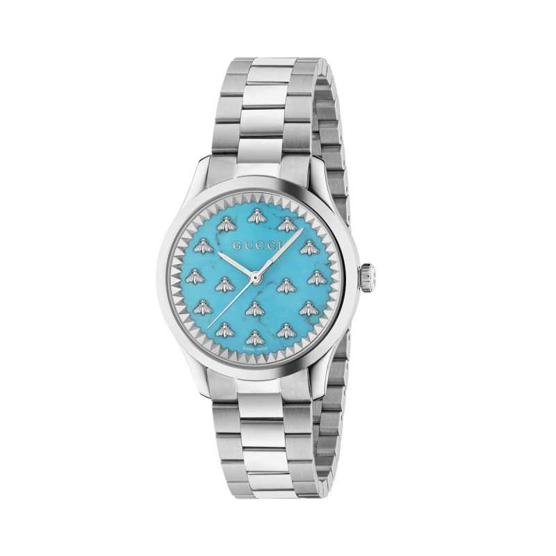 Gucci G Timeless Quartz Turquoise Dial Silver Steel Strap Unisex Watch - YA1265044