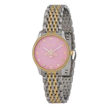 Gucci G Timeless Quartz Pink Dial Two Tone Steel Strap Watch For Women - YA1265030