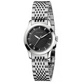 Gucci G Timeless Black Dial Silver Steel Strap Watch For Women - YA126502
