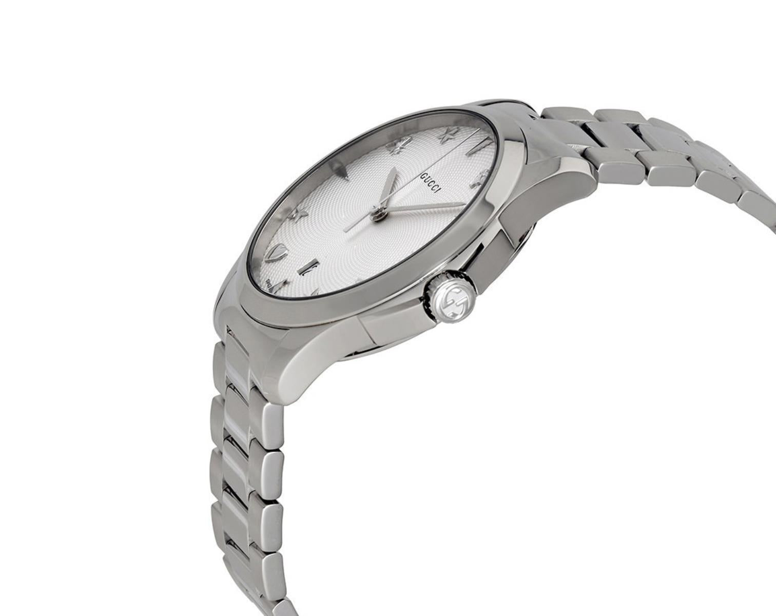 Gucci G Timeless Silver Dial Silver Steel Strap Watch For Women - YA1264028