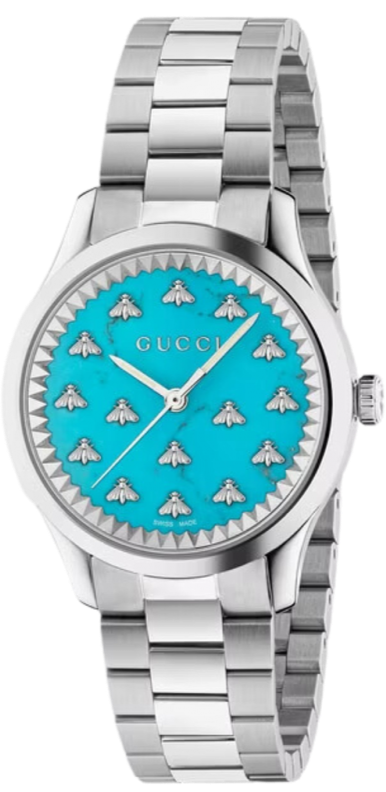 Gucci G Timeless Quartz Turquoise Dial Silver Steel Strap Unisex Watch - YA1265044