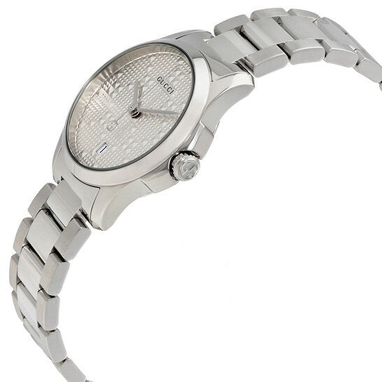 Gucci G Timeless Quartz Silver Dial Silver Steel Strap Watch For Women - YA126551