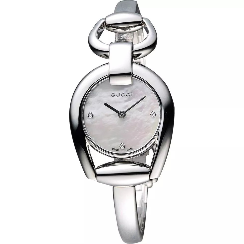 Gucci Horsebit Collection Diamonds Mother of Pearl Dial Silver Steel Strap Watch For Women - YA139506