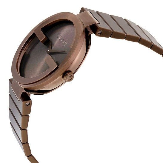 Gucci Interlocking G Quartz Brown Dial Brown Steel Strap Watch for Women -  YA133317