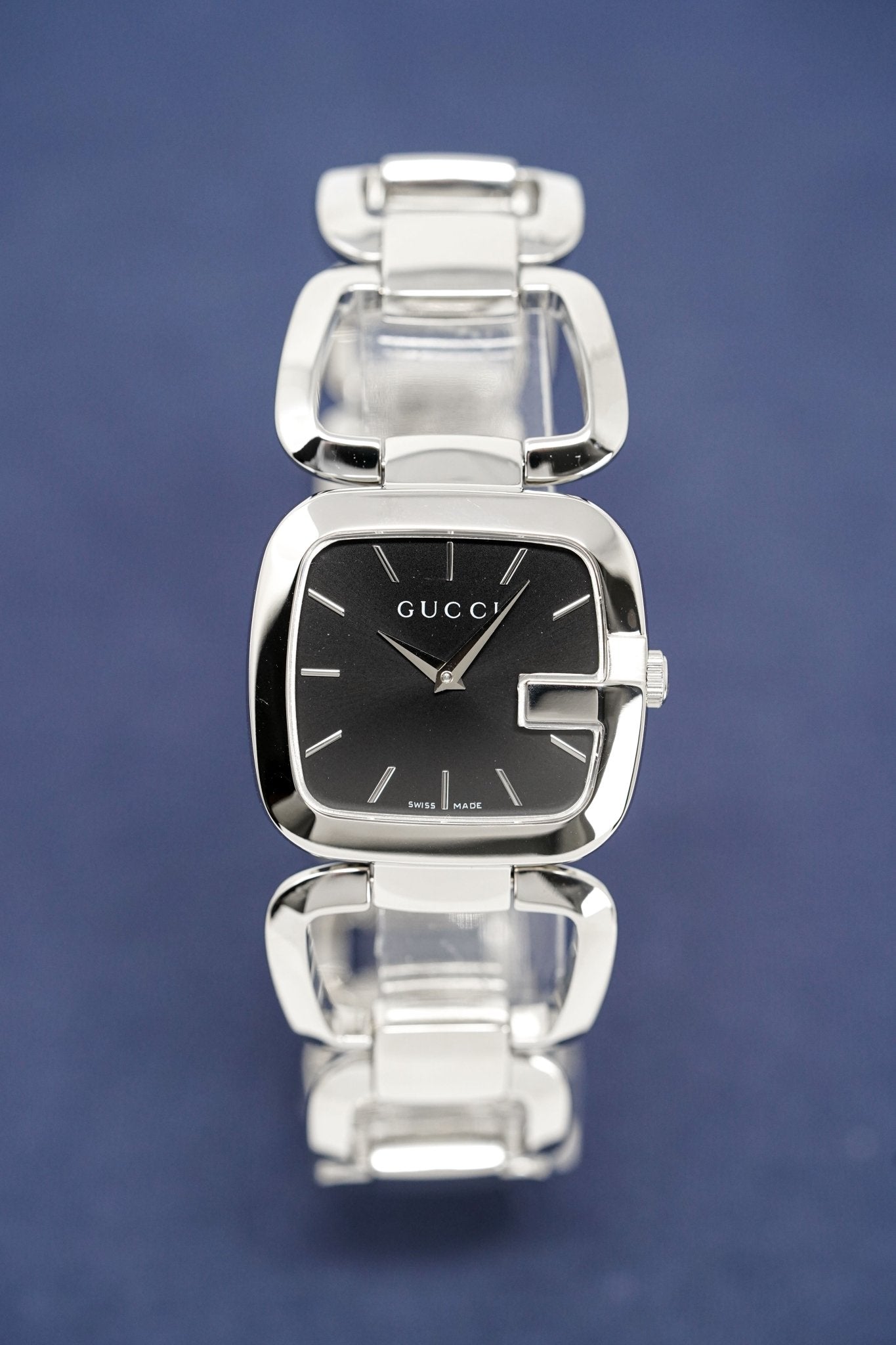 Gucci G Gucci Black Dial Silver Steel Strap Watch For Women - YA125407