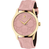 Gucci G Timeless Quartz Lilac Dial Lilac Leather Strap Watch For Women - YA1264098