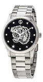 Gucci G Timeless Diamonds Black Dial Silver Steel Strap Watch For Women - YA1264125