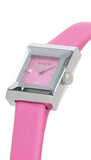 Gucci G-Frame Square Fuchsia Mother of Pearl Dial Fuchsia Leather Strap Watch For Women - YA128533